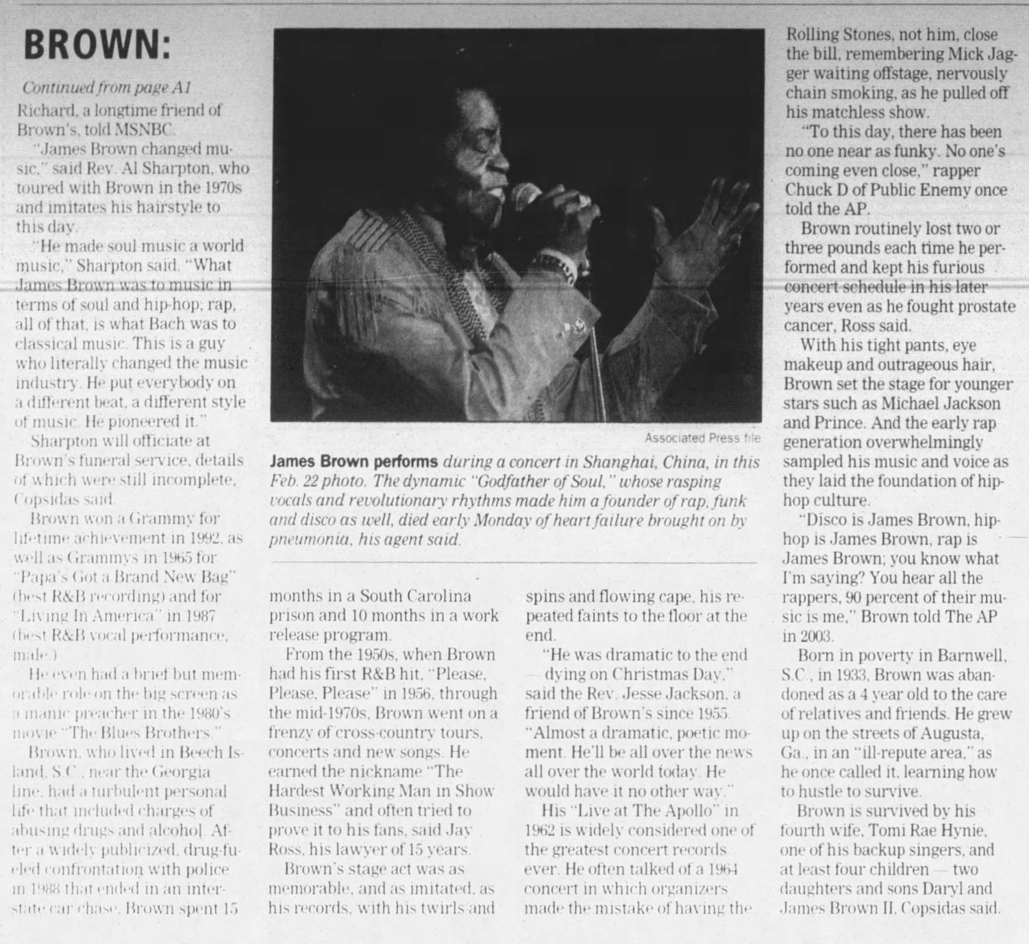 James Brown AP Obit - December 26, 2006